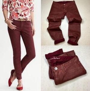 Banana Republic NWOT Red Oxblood Skinny Coated Jeans Size 31 ~ EUC